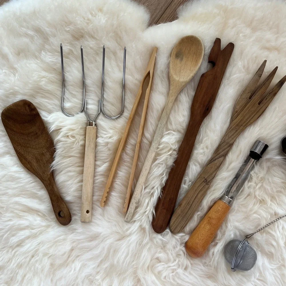 Vintage Rustic Wooden Utensils Kitchen Bundle